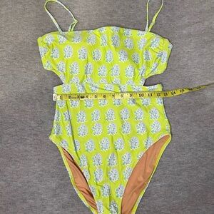 J.Crew Neon Green Cutout One Piece Swimsuit Paisley NWT